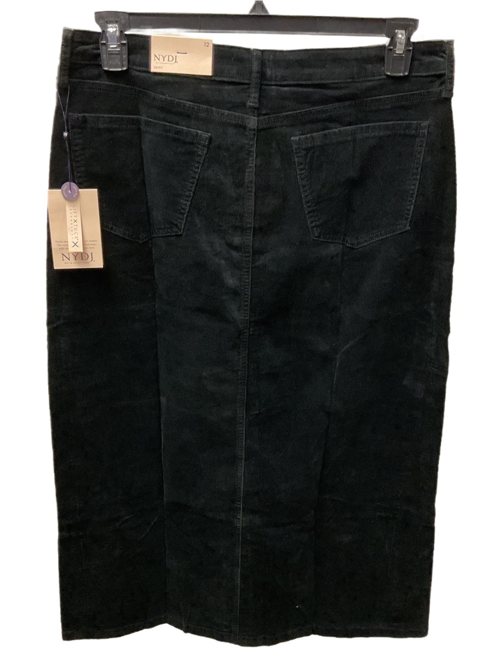 New NYDJ Black Maxi Skirt with Corduroy Texture & Front Slit